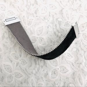 Magnetic closure wrap bracelet black w silver bead